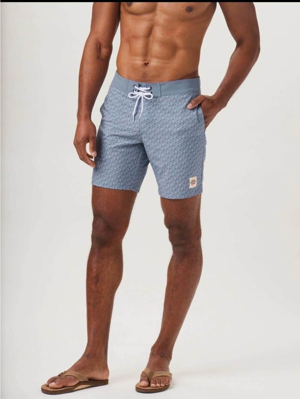 NWT The Normal Brand Apollo Trunk Swim in Vintage Blue Wave , size 40